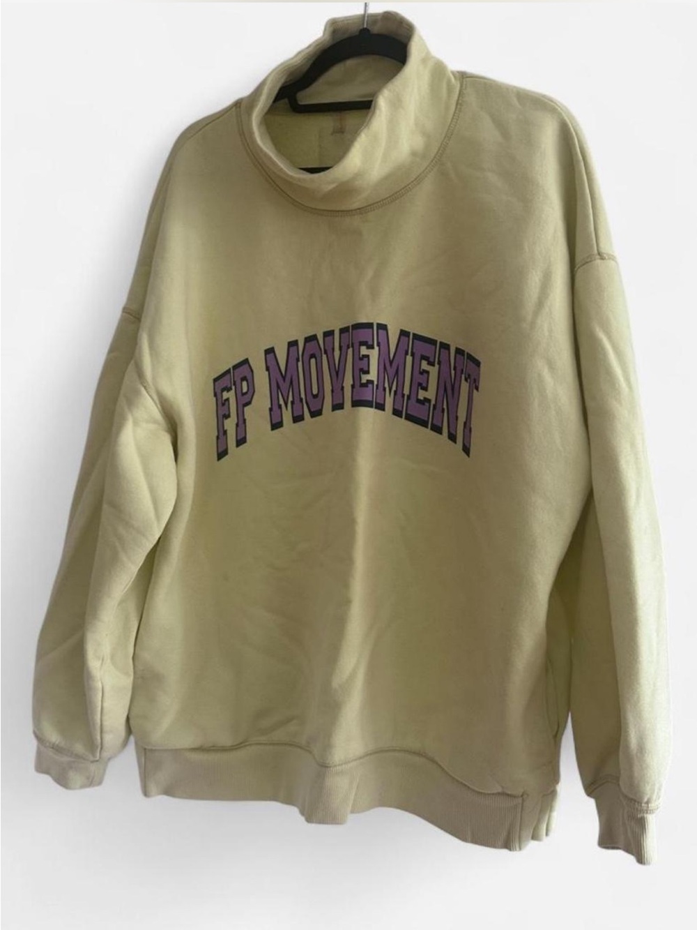 Funnel Neck Sweatshirt - Light Yellow - Size M